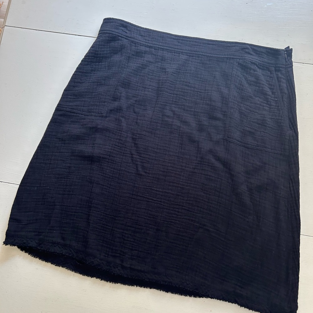 Eileen Fisher Black ALine Cotton Gauze Skirt 1X